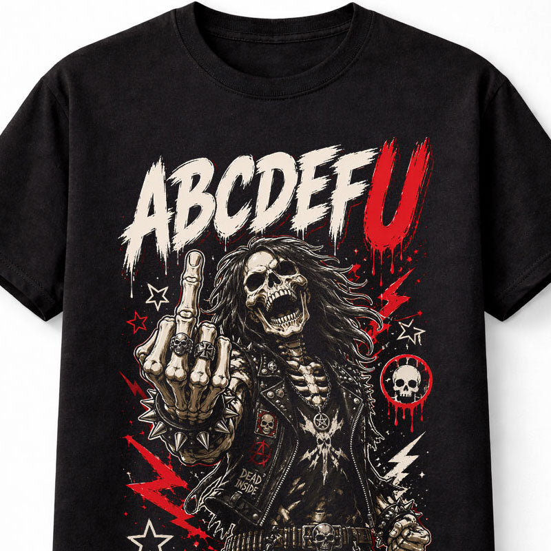ABCDEFU Skeleton Rock Metal Gothic Graphic Unisex T-Shirt