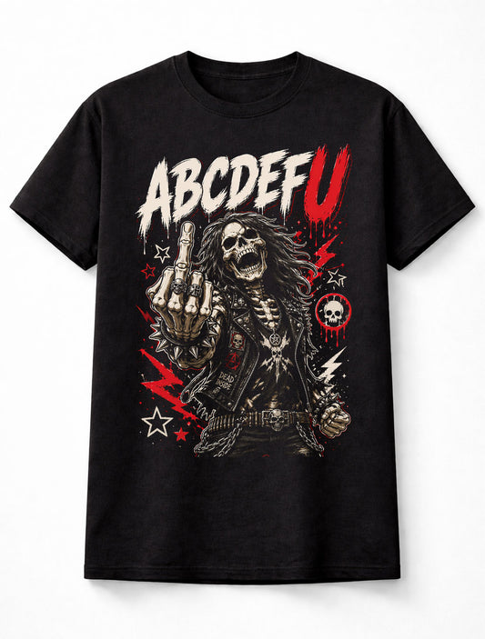 ABCDEFU Skeleton Rock Metal Gothic Graphic Unisex T-Shirt