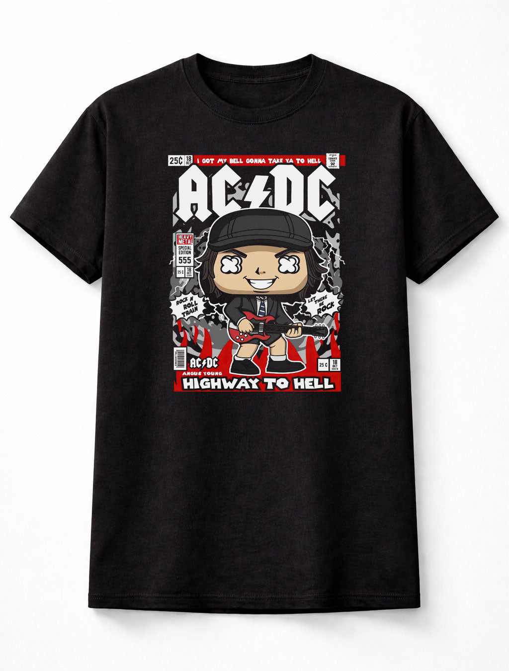 AC/DC Angus Young Highway to Hell Rock & Roll Train Adults & Kids Unisex T-Shirt