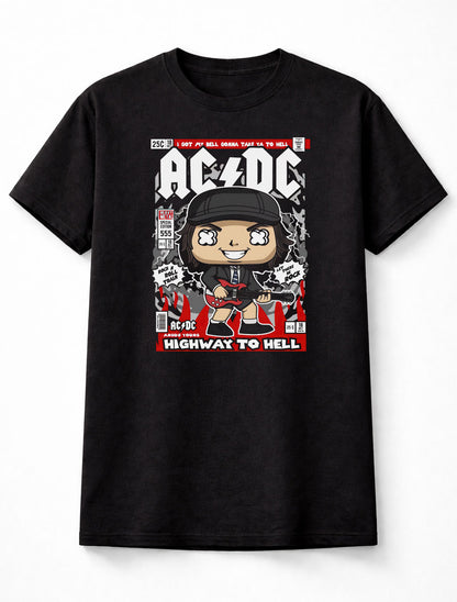 AC/DC Angus Young Highway to Hell Rock & Roll Train Adults & Kids Unisex T-Shirt