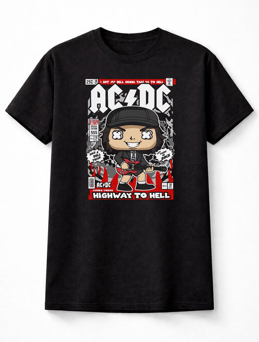 AC/DC Angus Young Highway to Hell Rock & Roll Train Adults & Kids Unisex T-Shirt