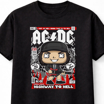 AC/DC Angus Young Highway to Hell Rock & Roll Train Adults & Kids Unisex T-Shirt