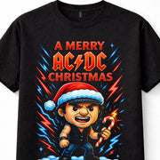 AC/DC Merry Christmas Rock Music Santa Cartoon Festive Unisex T-Shirt