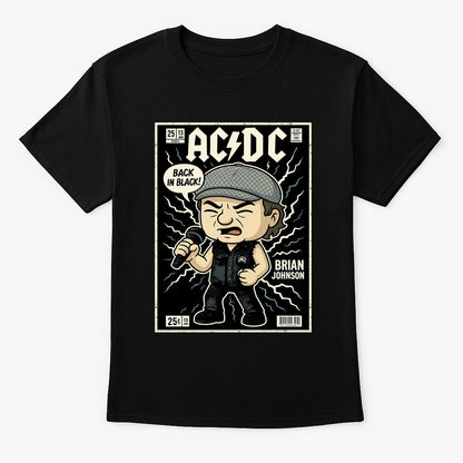 AC/DC “Back In Black” Unisex T-Shirt – Classic Rock Legend Band Comic Style Tribute Tee
