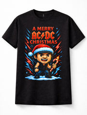 AC/DC Merry Christmas Rock Music Santa Cartoon Festive Unisex T-Shirt