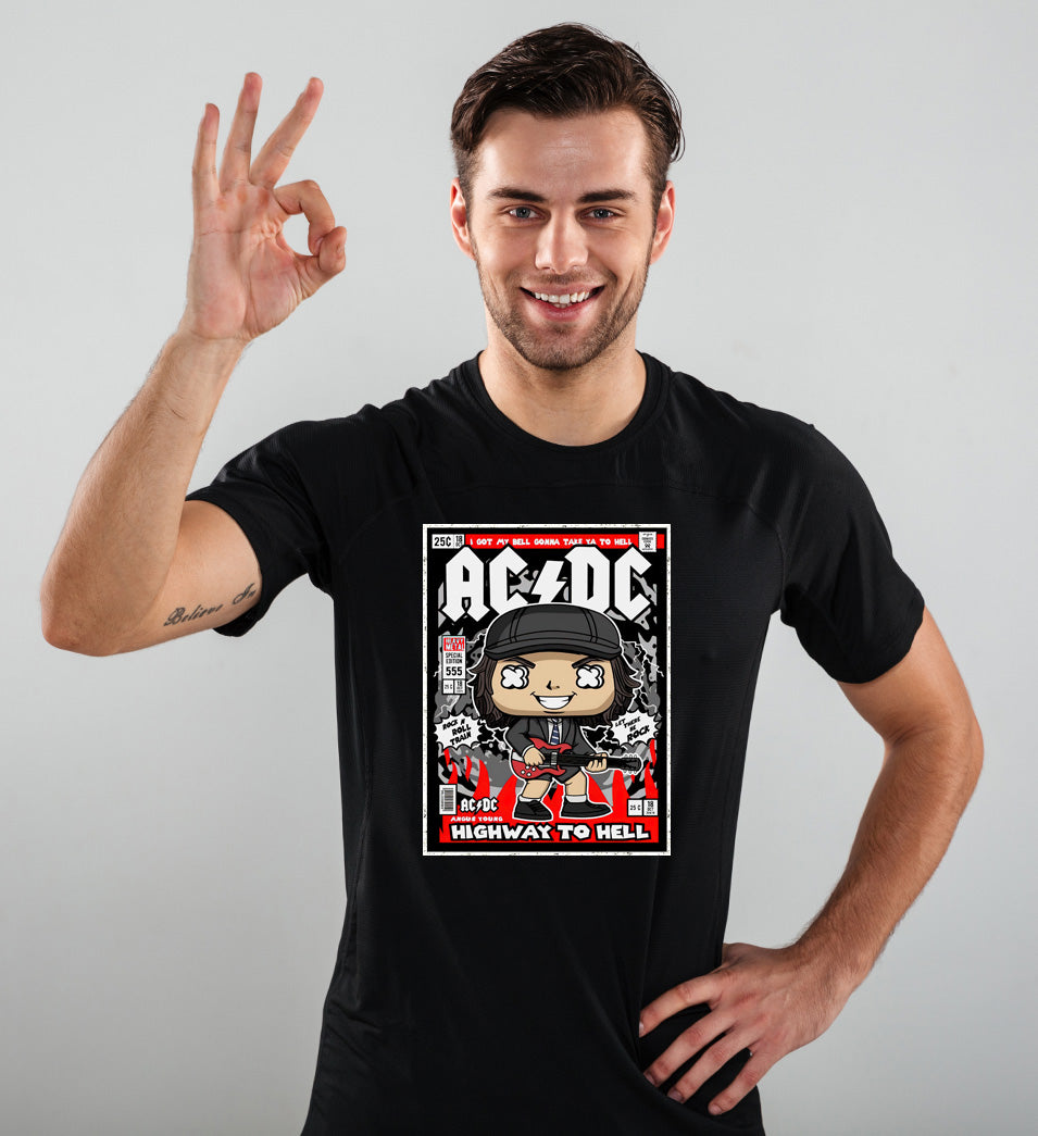 AC/DC Brian Johnson Angus Young Highway to Hell Rock & Roll Train Adults & Kids Unisex T-Shirt