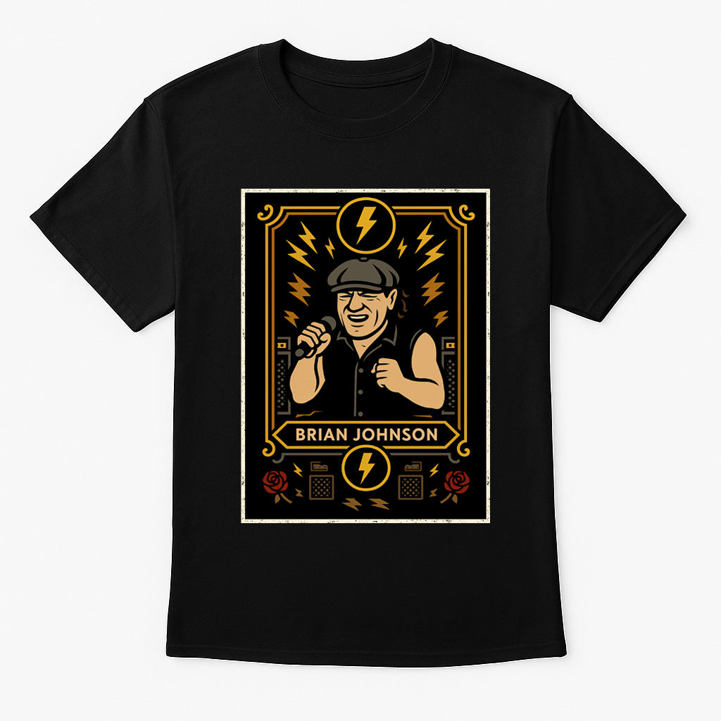 AC/DC Brian Johnson Unisex T-Shirt – Rock Legends Frontman High Voltage Band Graphic Tee