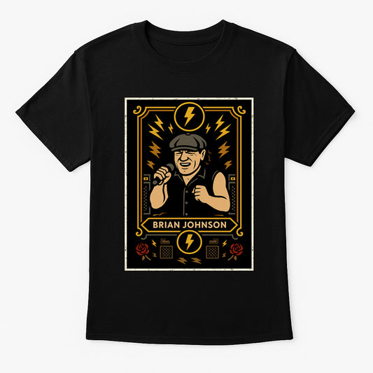AC/DC Brian Johnson Unisex T-Shirt – Rock Legends Frontman High Voltage Band Graphic Tee