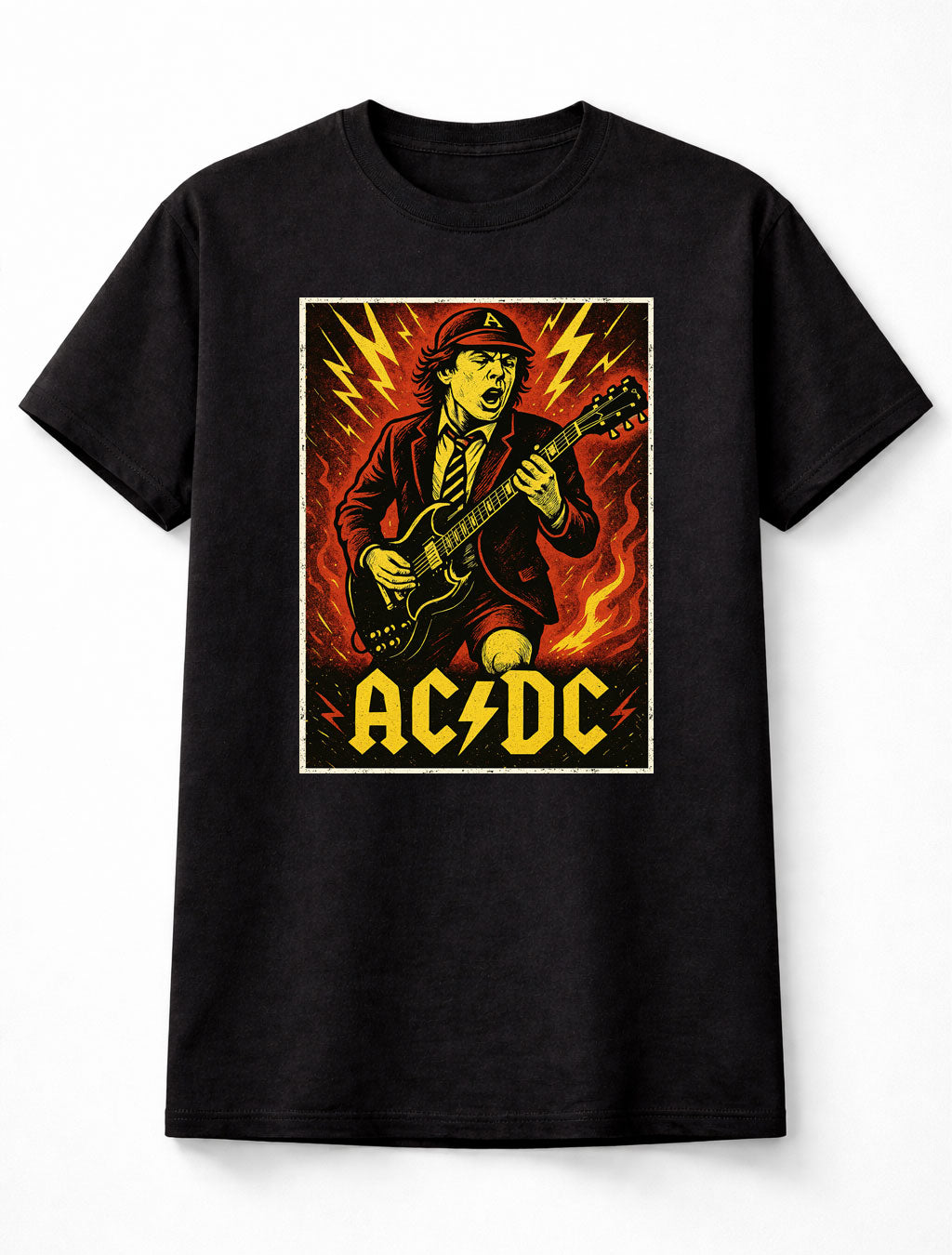 AC/DC Angus Young T-Shirt Rock Band Vintage Unisex Black Graphic Tee