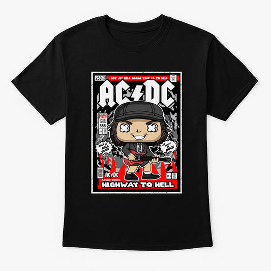 AC/DC “Highway to Hell” Unisex T-Shirt – Retro Comic Style Classic Rock Band Graphic Tee