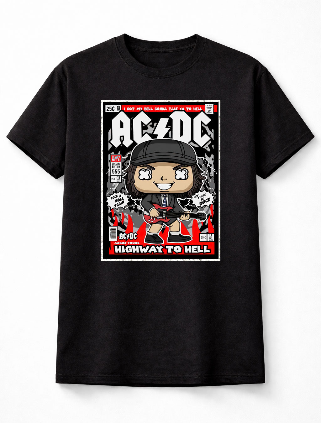 AC/DC Brian Johnson Angus Young Highway to Hell Rock & Roll Train Adults & Kids Unisex T-Shirt