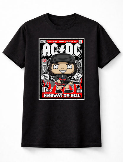 AC/DC Brian Johnson Angus Young Highway to Hell Rock & Roll Train Adults & Kids Unisex T-Shirt