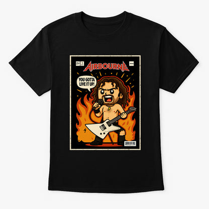 Airbourne “You Gotta Live It Up” Unisex T-Shirt – Hard Rock Band High-Energy Comic Style Tee