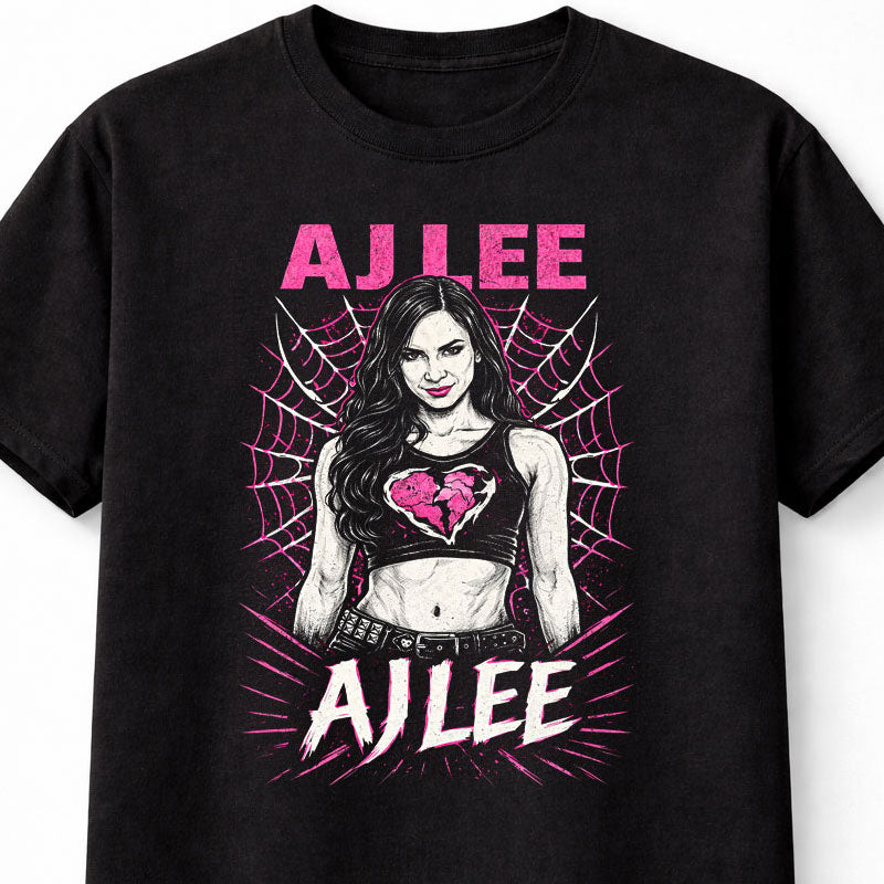 AJ Lee Wrestling Graphic T-Shirt Women Wrestler Diva Heart Break Spider Web Fan Tee Wrestling Fan Apparel Adults & Kids Unisex T-Shirt
