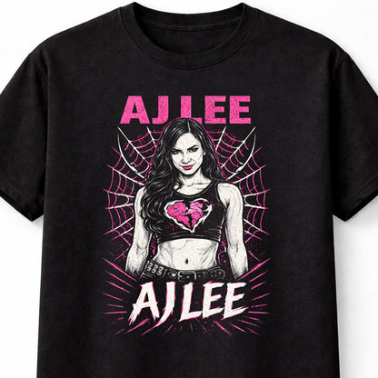 AJ Lee Wrestling Graphic T-Shirt Women Wrestler Diva Heart Break Spider Web Fan Tee Wrestling Fan Apparel Adults & Kids Unisex T-Shirt