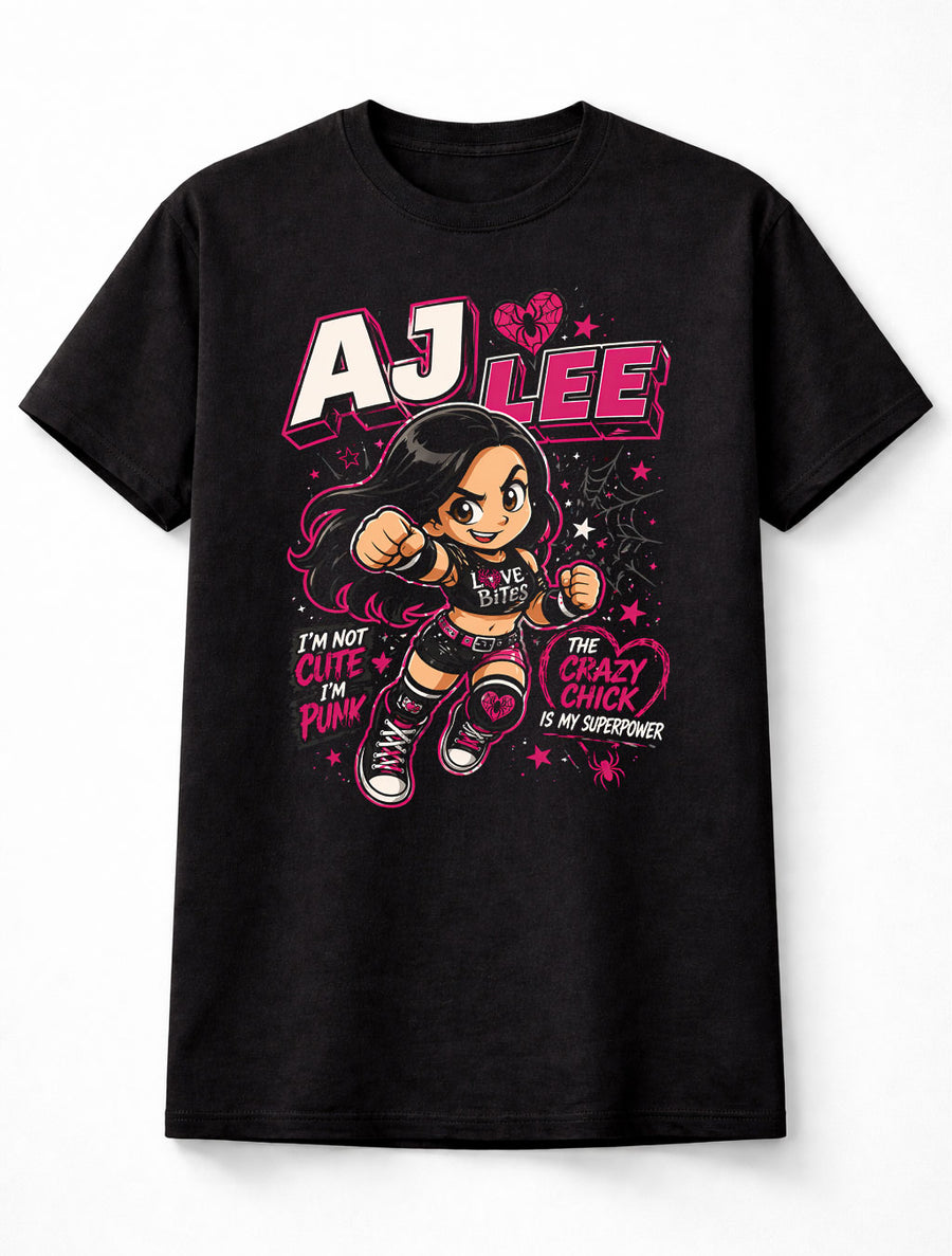 AJ Lee Crazy Chick Love Bites Cartoon Punk Girl WWE Wrestling Unisex T-Shirt