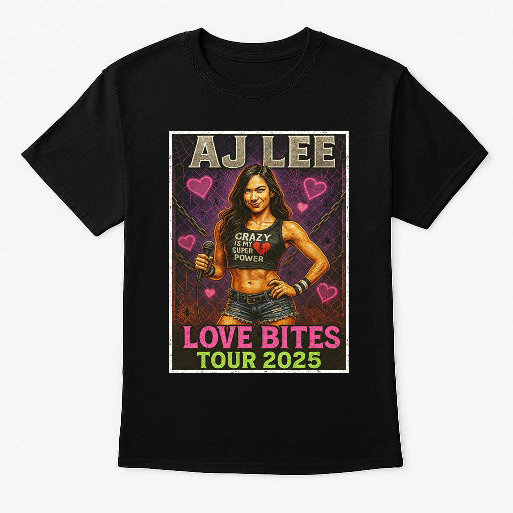 AJ Lee Love Bites Tour 2025 Retro Wrestling Unisex Adults & Kids T-Shirt