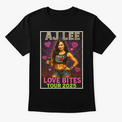 AJ Lee Love Bites Tour 2025 Retro Wrestling Unisex Adults & Kids T-Shirt