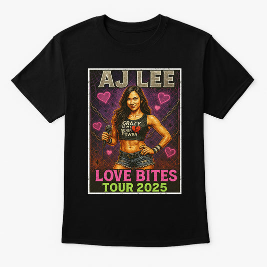 AJ Lee Love Bites Tour 2025 Retro Wrestling Unisex Adults & Kids T-Shirt