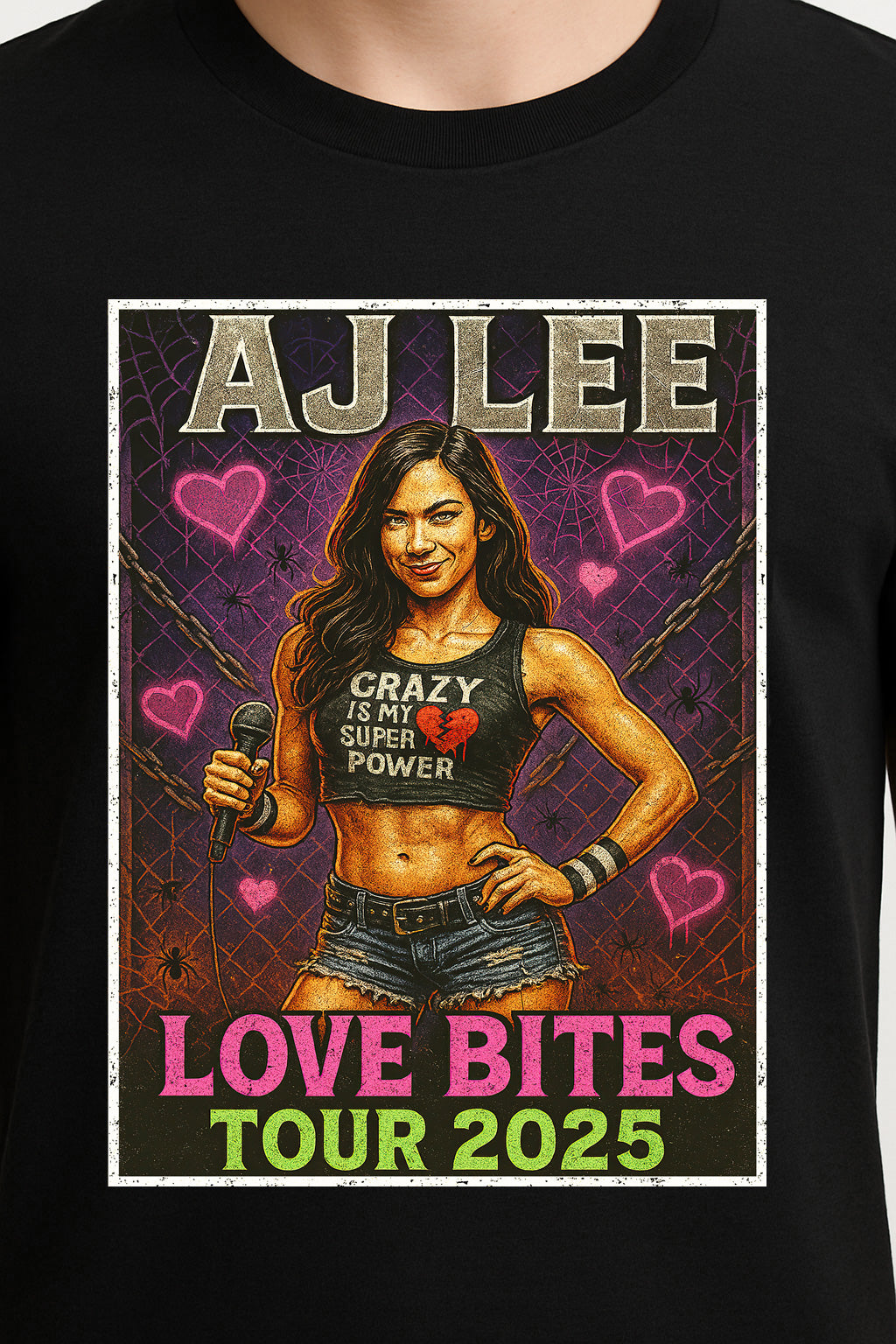 AJ Lee Love Bites Tour 2025 Retro Wrestling Unisex Adults & Kids T-Shirt