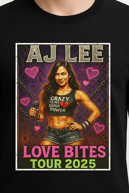 AJ Lee Love Bites Tour 2025 Retro Wrestling Unisex Adults & Kids T-Shirt