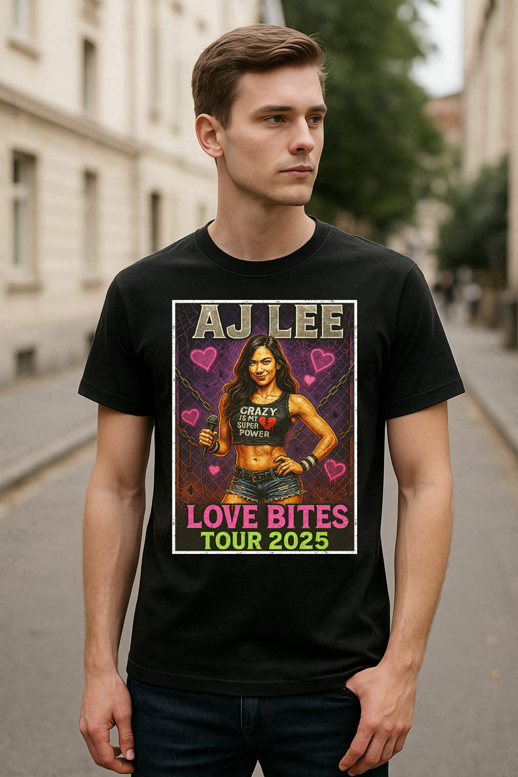AJ Lee Love Bites Tour 2025 Retro Wrestling Unisex Adults & Kids T-Shirt