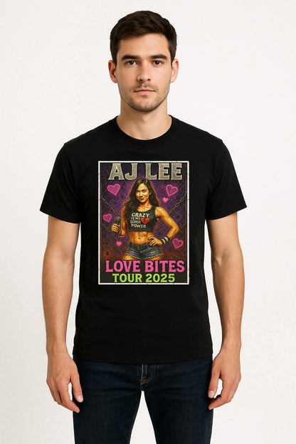 AJ Lee Love Bites Tour 2025 Retro Wrestling Unisex Adults & Kids T-Shirt