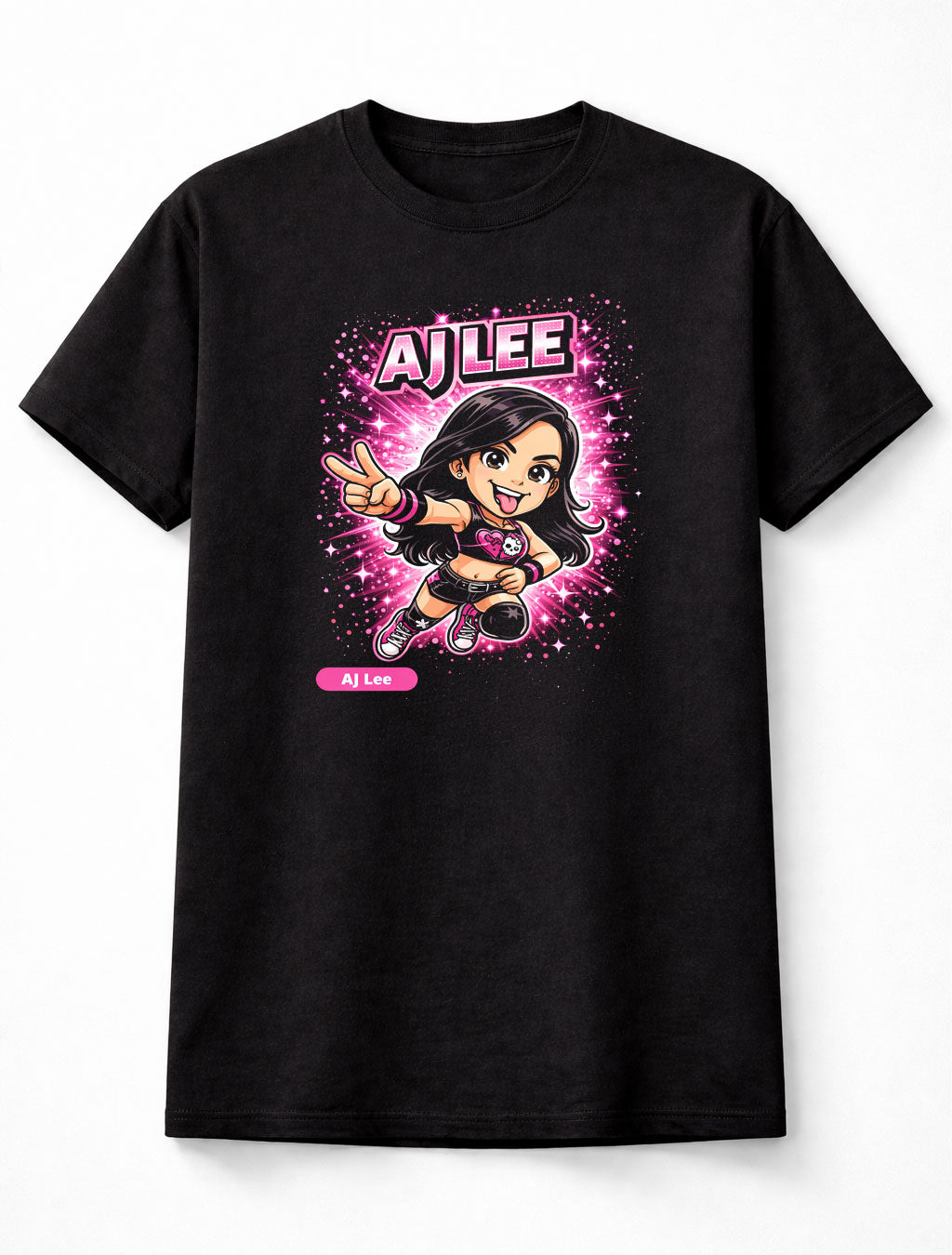 AJ Lee Cartoon Wrestler T-Shirt Love Bites Cute Graphic Tee Unisex Adults & Kids