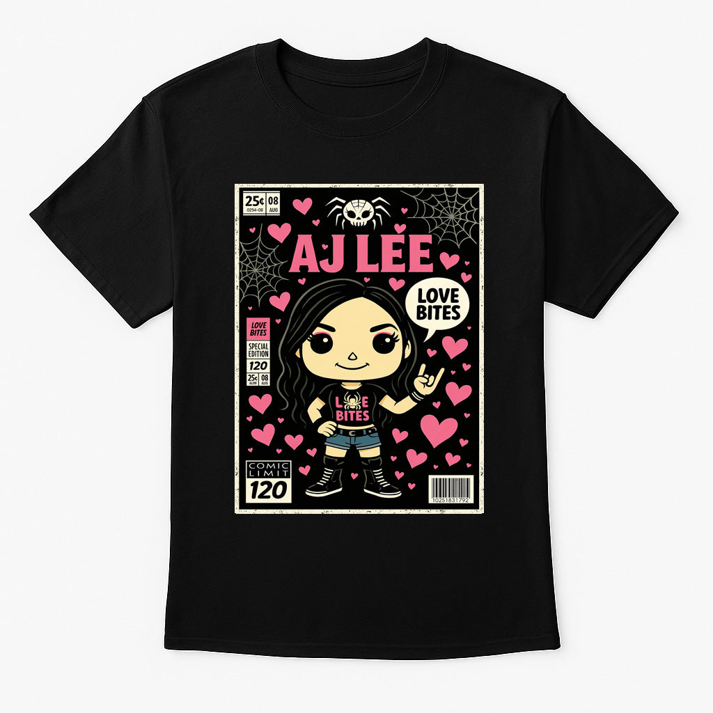 AJ Lee Love Bites Comic Pop Edition Wrestling Unisex Adults & Kids T-Shirt