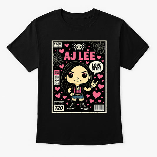 AJ Lee Love Bites Comic Pop Edition Wrestling Unisex Adults & Kids T-Shirt