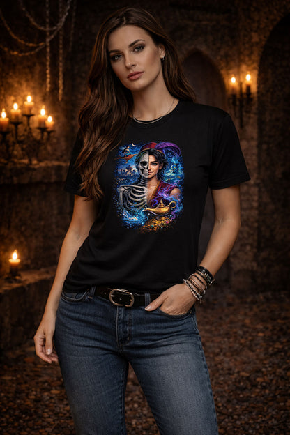 Aladdin Skull T Shirt Dark Fantasy Arabian Nights Genie Gothic Unisex Graphic
