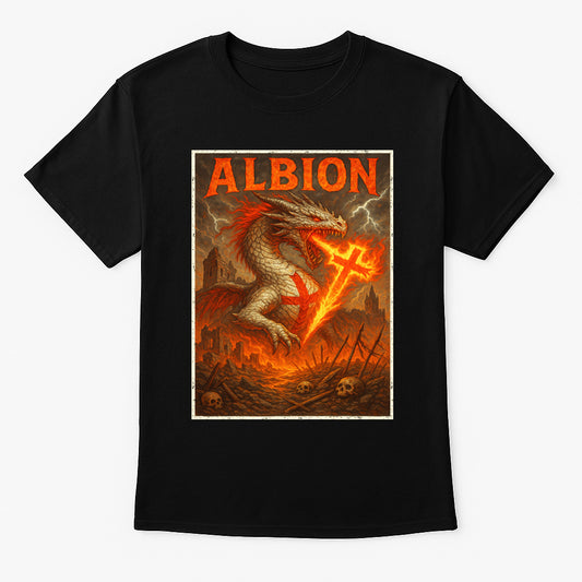 Albion Fire Dragon Unisex T-Shirt Medieval British Engish Warrior Myth Fantasy Tee