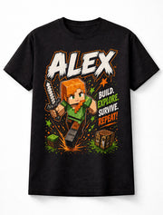 Minecraft Alex Build Explore Survive Gamer Graphic Unisex T-Shirt