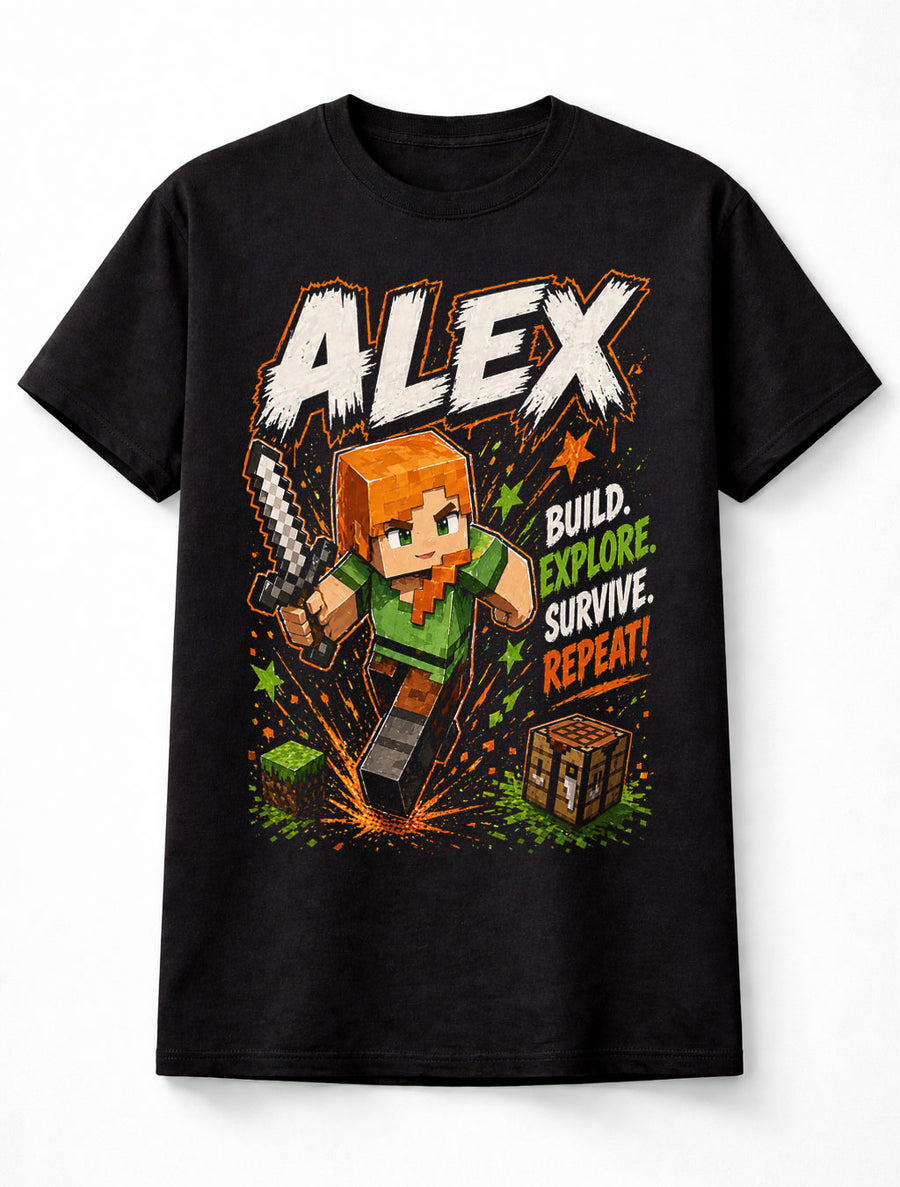 Minecraft Alex Build Explore Survive Gamer Graphic Unisex T-Shirt