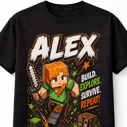 Minecraft Alex Build Explore Survive Gamer Graphic Unisex T-Shirt