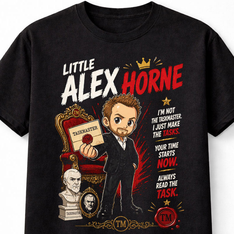 Alex Horne Taskmaster Funny British Comedy TV Show Graphic Tee Unisex Adults & Kids T-Shirt