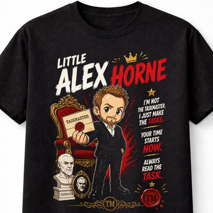 Alex Horne Taskmaster Funny British Comedy TV Show Graphic Tee Unisex Adults & Kids T-Shirt