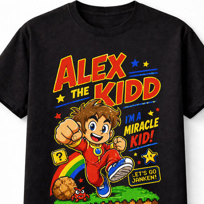 Alex Kidd T-Shirt Miracle Kid Sega Master System Retro Gaming Graphic Tee Classic Video Game Character Shirt Arcade Platformer Gamer Adults & Kids Unisex T-Shirt