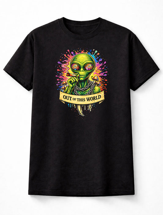 Alien T Shirt Out Of This World Unisex Tattoo Psychedelic UFO Stoner Art Tee