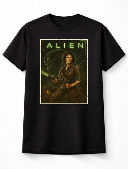 Alien Movie Ellen Ripley vs Xenomorph Sci-Fi Horror Classic Nostromo Survivor Adults & Kids Unisex T-Shirt