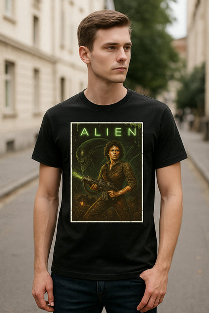 Alien “Xenomorph Legacy” Graphic Tee – Vintage Sci-Fi Horror Movie T-Shirt for Classic Film Fans