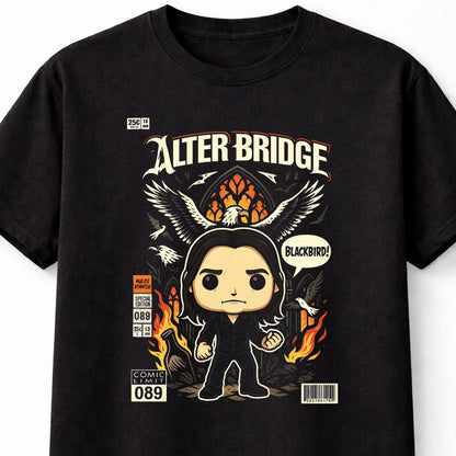 Myles Kennedy Alter Bridge T-Shirt Blackbird Rock Chibi Unisex Black Graphic Tee
