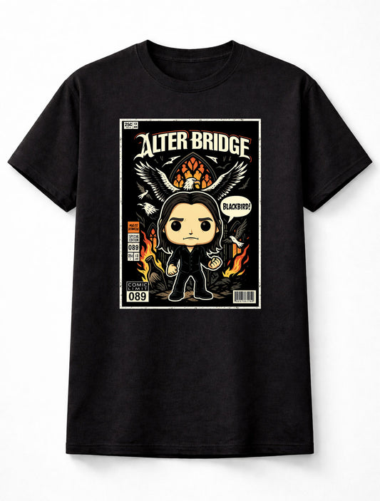 Myles Kennedy Alter Bridge T-Shirt Blackbird Rock Chibi Unisex Black Graphic Tee