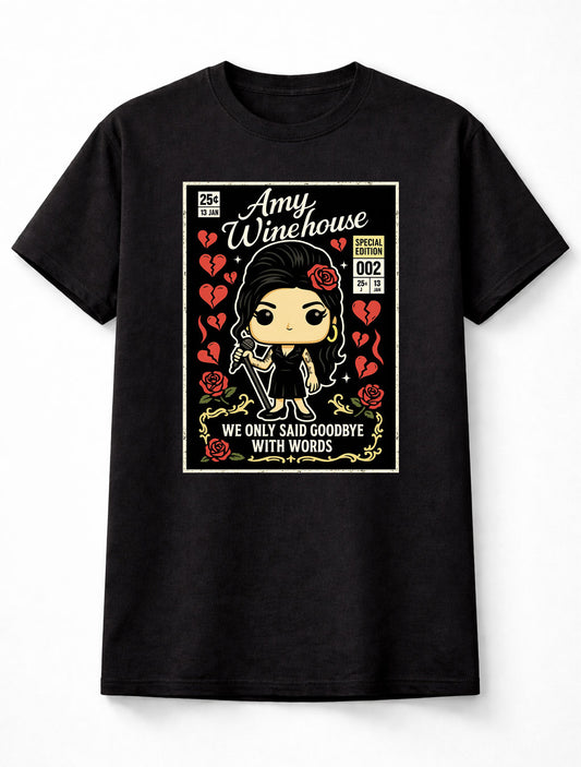 Amy Winehouse T-Shirt Soul Jazz Music Unisex Black Graphic Tee