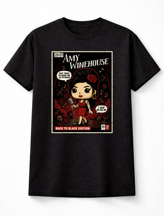 Amy Winehouse T-Shirt Back To Black Soul Unisex Black Graphic Tee