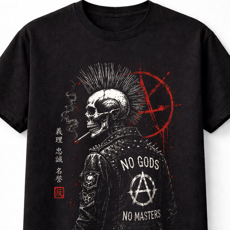 Punk Skeleton Anarchy Skull Gothic Horror Rock Unisex T-Shirt