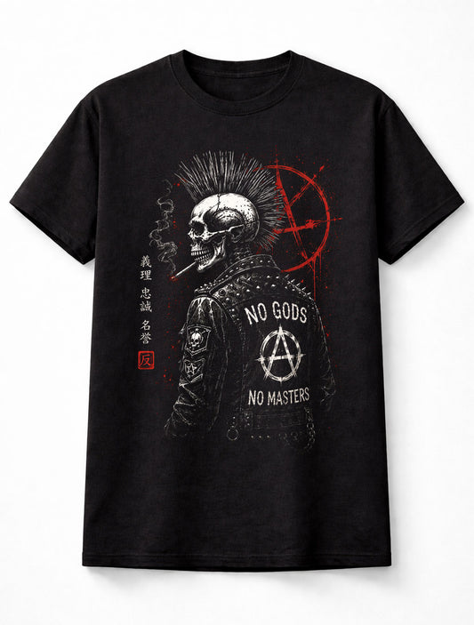 Punk Skeleton Anarchy Skull Gothic Horror Rock Unisex T-Shirt