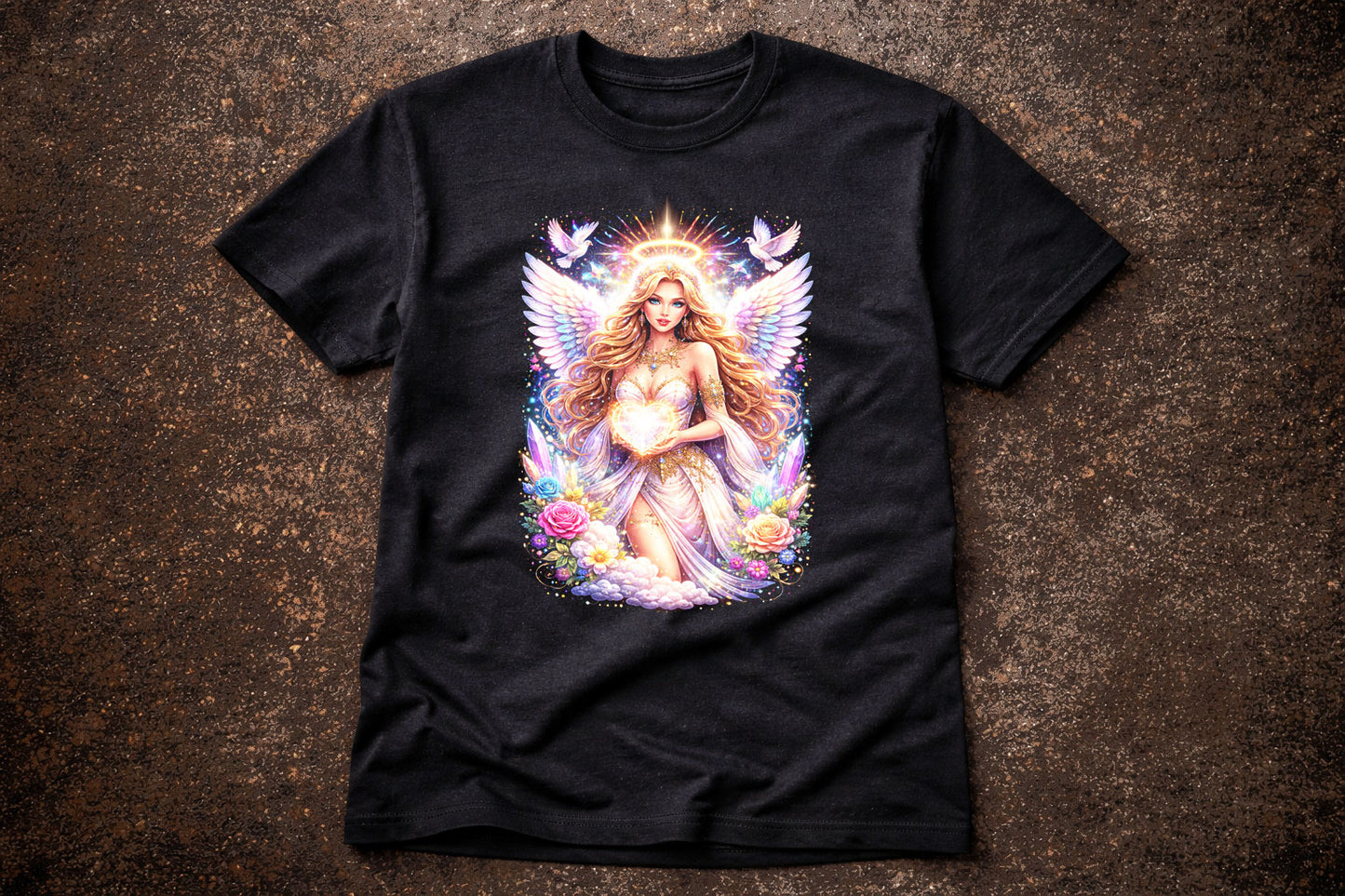 Celestial Angel Heart Art Psychedelic Trippy Gothic Unisex Graphic T-Shirt