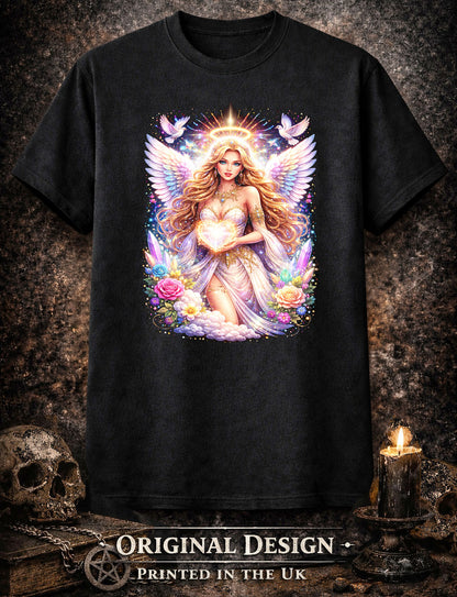 Celestial Angel Heart Art Psychedelic Trippy Gothic Unisex Graphic T-Shirt