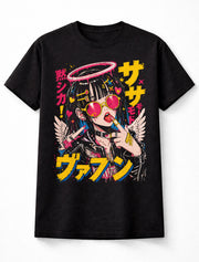 Anime Goth Angel Girl Graphic Japanese Manga Retro Unisex T-Shirt